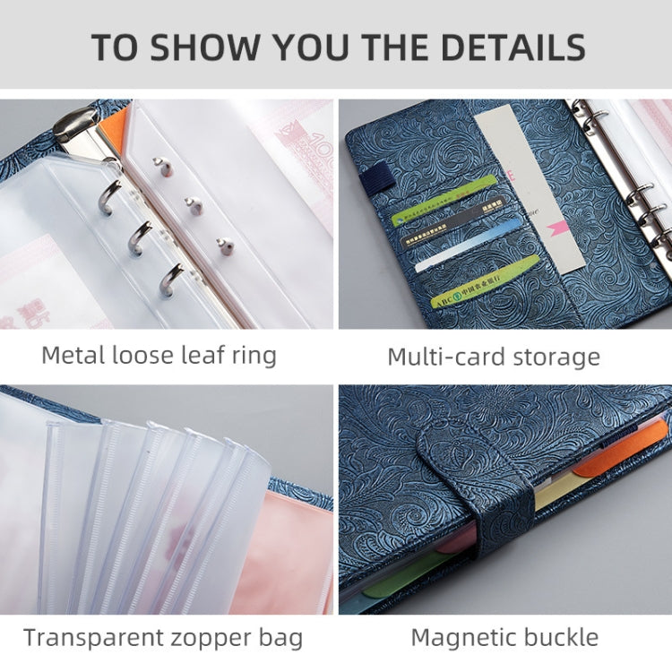 A5 YMX-007 PU Leather Budget Binder Notebook Embossed Model Handbook(Dark Black) - Notebooks by PMC TechLife | Online Shopping South Africa | PMC TechLife | Buy Now Pay Later Mobicred