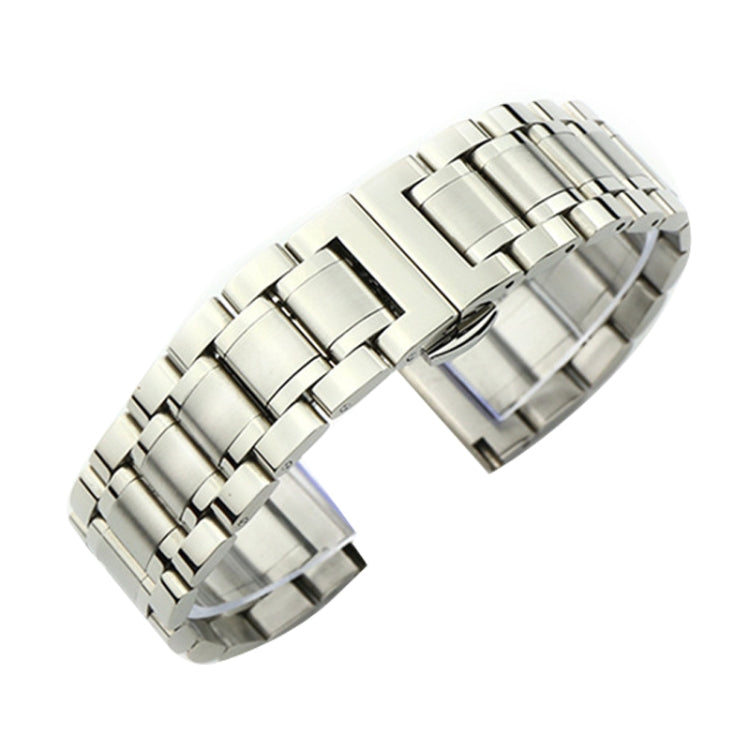 18mm Steel Bracelet Butterfly Buckle Five Beads Unisex Stainless Steel Solid Watch Strap, Color:Silver - Watch Bands by PMC TechLife | Online Shopping South Africa | PMC TechLife