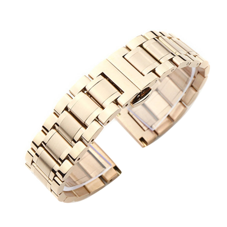 12mm Steel Bracelet Butterfly Buckle Five Beads Unisex Stainless Steel Solid Watch Strap, Color:Rose Gold - Watch Bands by PMC TechLife | Online Shopping South Africa | PMC TechLife