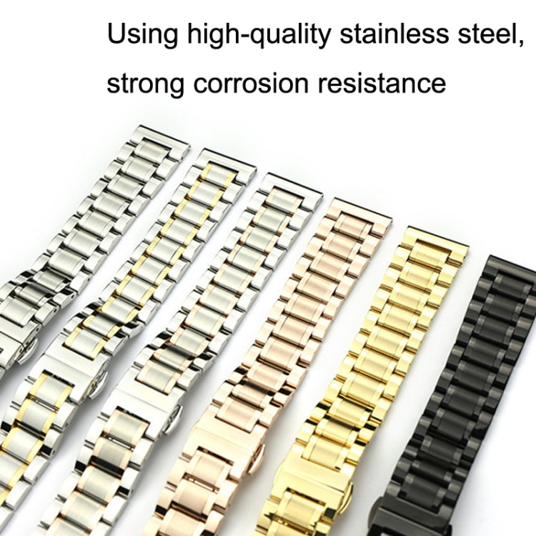 13mm Steel Bracelet Butterfly Buckle Five Beads Unisex Stainless Steel Solid Watch Strap, Color:Intermediate Rose Gold - Watch Bands by PMC TechLife | Online Shopping South Africa | PMC TechLife