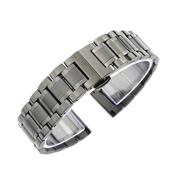14mm Steel Bracelet Butterfly Buckle Five Beads Unisex Stainless Steel Solid Watch Strap, Color:Black - Watch Bands by PMC TechLife | Online Shopping South Africa | PMC TechLife