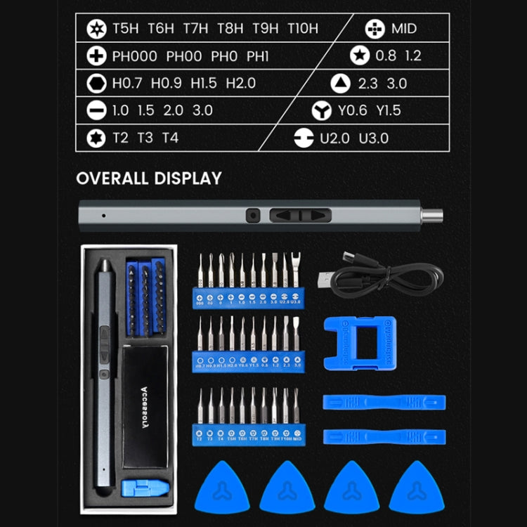 36 In 1 Rechargeable Mini Electric Screwdriver Set With 3LED Lighting(Gray) - Screwdriver Set by PMC TechLife | Online Shopping South Africa | PMC TechLife | Buy Now Pay Later Mobicred