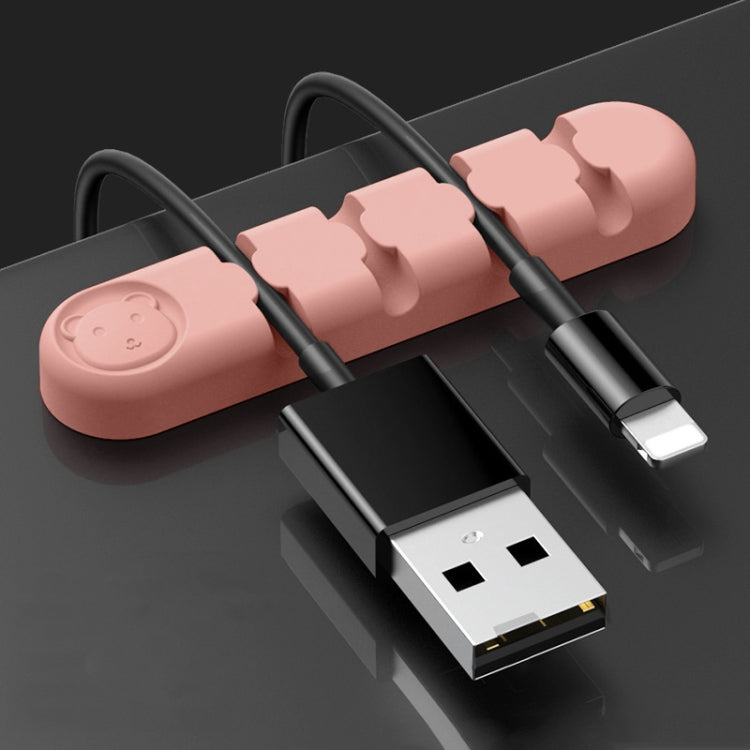 5 PCS 4 Holes Bear Silicone Desktop Data Cable Organizing And Fixing Device(Girly Pink) - Cable Organizer by PMC TechLife | Online Shopping South Africa | PMC TechLife