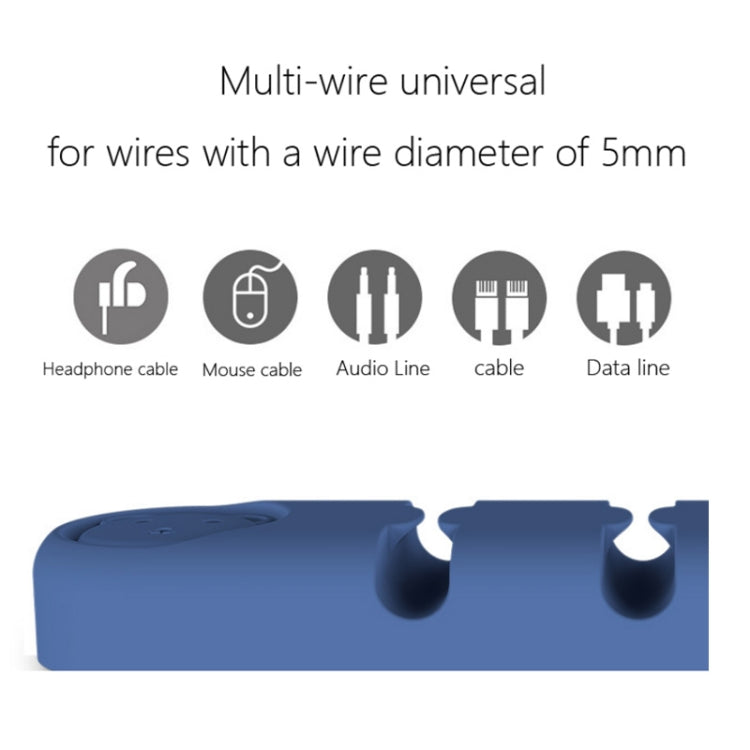 5 PCS 4 Holes Bear Silicone Desktop Data Cable Organizing And Fixing Device(Black) - Cable Organizer by PMC TechLife | Online Shopping South Africa | PMC TechLife