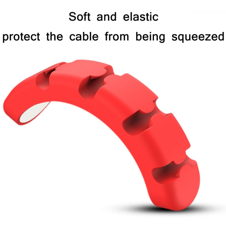 5 PCS 4 Holes Bear Silicone Desktop Data Cable Organizing And Fixing Device(Black) - Cable Organizer by PMC TechLife | Online Shopping South Africa | PMC TechLife