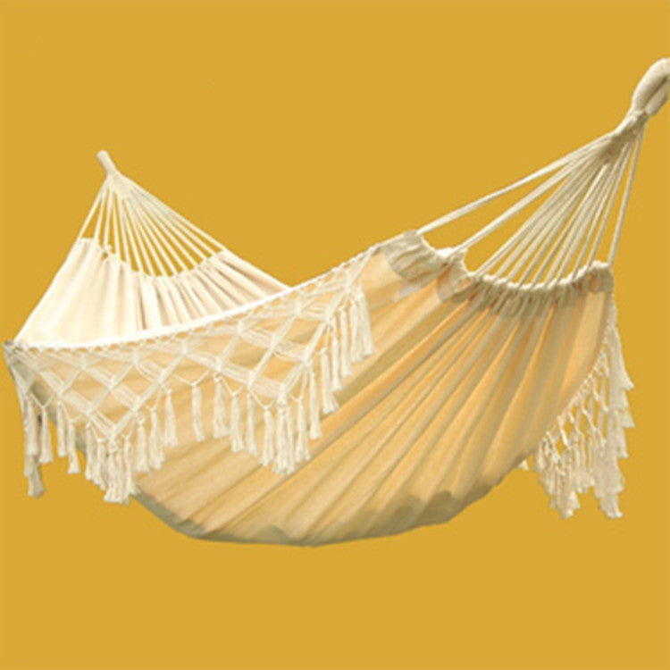 Tassel Hammock Double Canvas Hammock Outdoor Indoor Photography Props, Specification:200x150cm White - Hammocks by PMC TechLife | Online Shopping South Africa | PMC TechLife | Buy Now Pay Later Mobicred