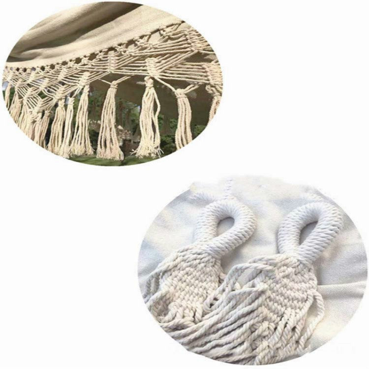 Tassel Hammock Double Canvas Hammock Outdoor Indoor Photography Props, Specification:200x150cm White - Hammocks by PMC TechLife | Online Shopping South Africa | PMC TechLife | Buy Now Pay Later Mobicred