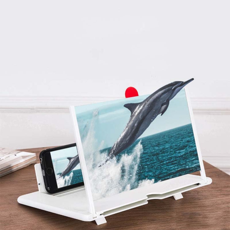 Pull-out Mobile Phone Screen Magnifier 3D Video Desktop Mobile Phone Holder, Size:12 inch(White) - free shipping - PMC TechLife - Order now!