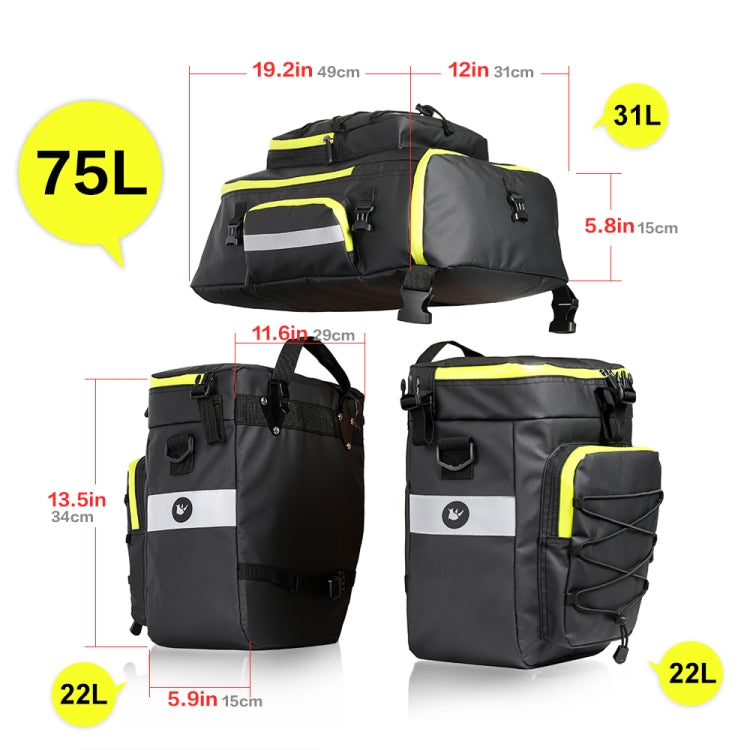 Rhinowalk Three-in-one Multifunctional Bicycle Rear Shelf Pannier Waterproof Long-distance Equipment(Black Green) - free shipping - PMC TechLife - Order now!