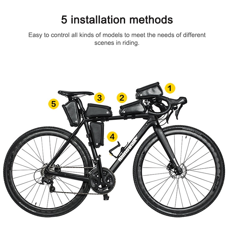 Rhinowalk Bicycle Front Tube Bag Waterproof Mobile Phone Touch Screen Multi-function Bicycle Handlebar Bag(Matt Black) - free shipping - PMC TechLife - Order now!