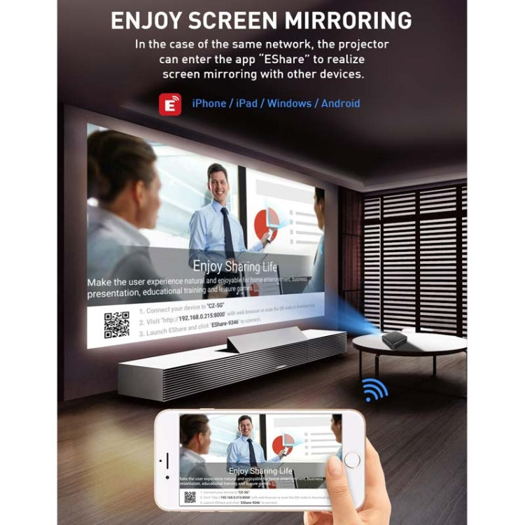 P11 854x480 DLP Mini Smart Projector With Infrared Remote Control, Android 9.0, 2GB+16GB, Support 2.4G/5G WiFi, Bluetooth, TF Card(Silver Gray) - LED Projector by PMC TechLife | Online Shopping South Africa | PMC TechLife