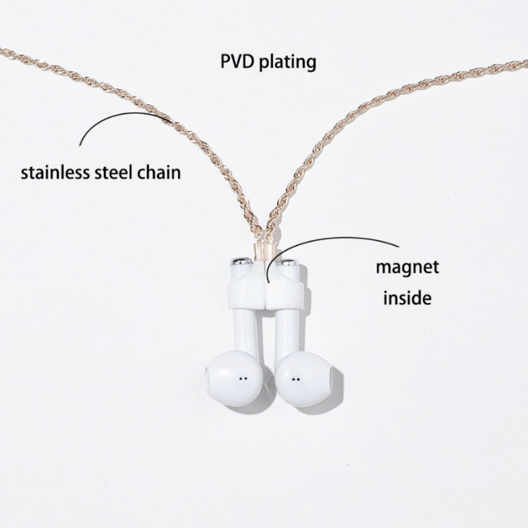 AIRPODS Wireless Headset Anti-lost Chain Strong Magnetic Sleeve Titanium Steel Stainless Steel Color Retention Anti-lost Necklace(Rose Gold) - Anti-lost & Holder by PMC TechLife | Online Shopping South Africa | PMC TechLife
