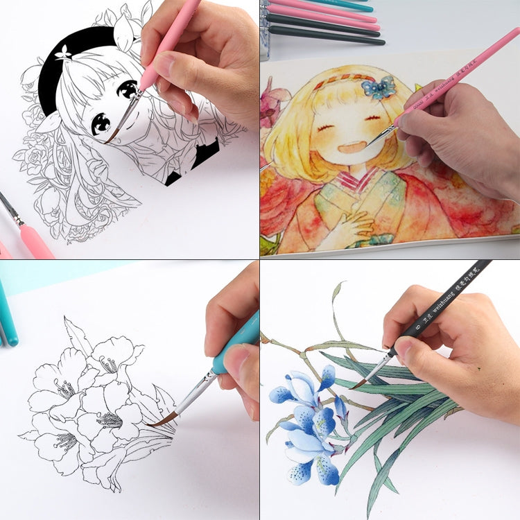 11 PCS Full Sets WeiZhuang Hook Line Pen Painting Hand-painted Watercolor Wolf Mint Hook Line Pen Painting Stroke Thin Line Brush, Color:Dark Blue - free shipping - PMC TechLife - Order now!