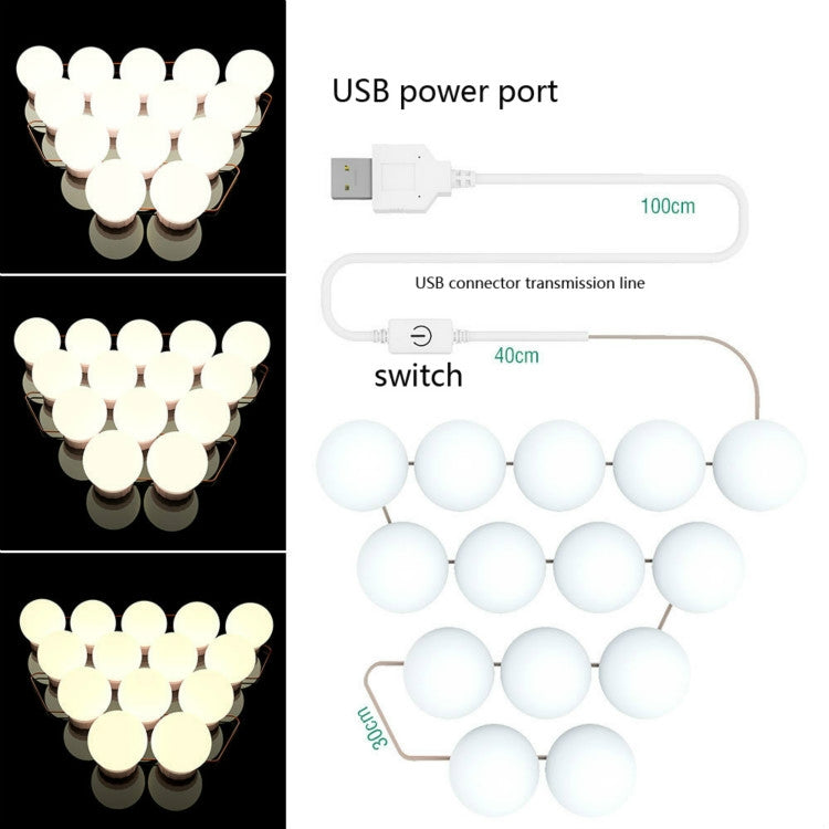 10  LEDs Mirror Front Light Dimmable Makeup Mirror USB Touch Control Light - free shipping - PMC TechLife - Order now!