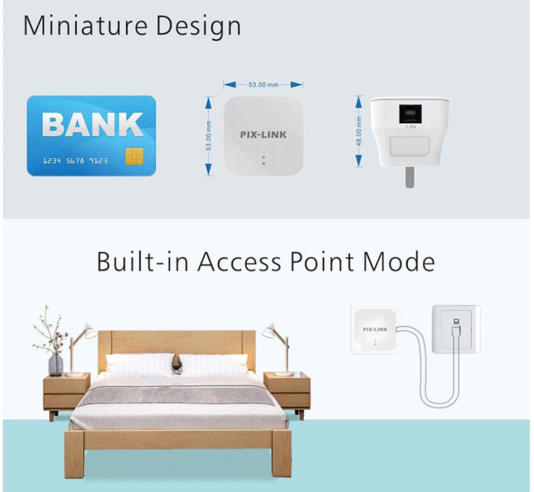 PIXLINK WR12 300Mbps WIFI Signal Amplification Enhanced Repeater, Plug Type:EU Plug - free shipping - PMC TechLife - Order now!