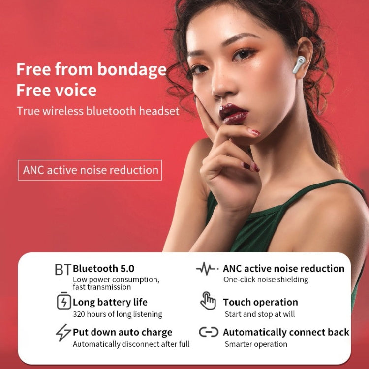 ANC Business Sports TWS Stereo Dual Ears Bluetooth V5.0+EDR Earphone with Charging Box(White) - TWS Earphone by PMC TechLife | Online Shopping South Africa | PMC TechLife