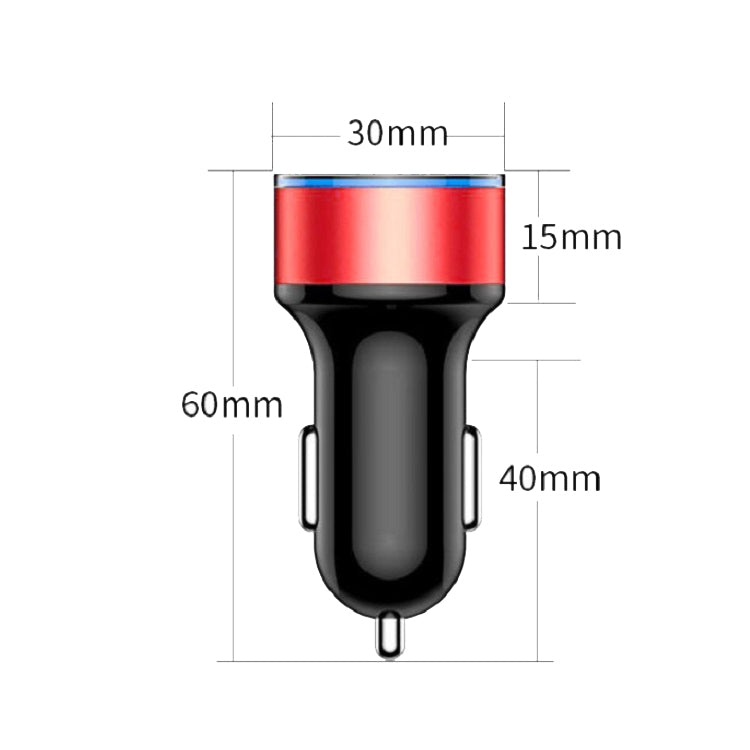 2 PCS Aluminum Ring Display Car Charger  QC3.0+2.4A Aluminum Alloy Multi-function Halo Digital Display Car Charger(Snow Silver) - Car Charger by PMC TechLife | Online Shopping South Africa | PMC TechLife