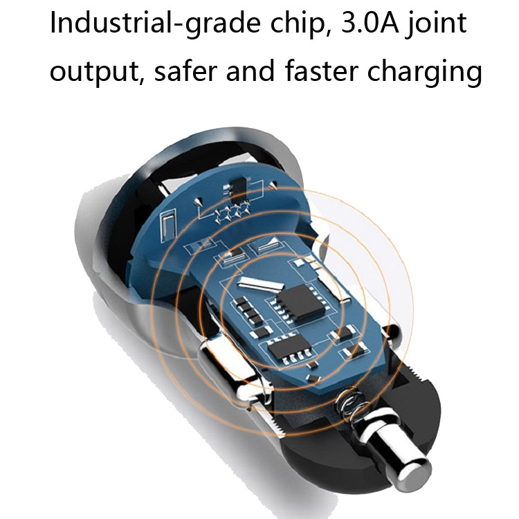 2 PCS Aluminum Ring Display Car Charger  QC3.0+2.4A Aluminum Alloy Multi-function Halo Digital Display Car Charger(Elegant Black) - Car Charger by PMC TechLife | Online Shopping South Africa | PMC TechLife