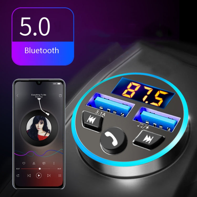 Halo Car MP3 Bluetooth Player Car Charger Car FM Transmitter 3.1A Car Charger(Elegant Black) - Car Charger by PMC TechLife | Online Shopping South Africa | PMC TechLife