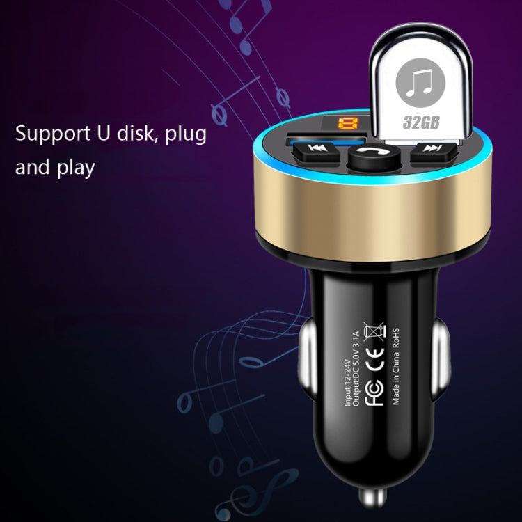 Halo Car MP3 Bluetooth Player Car Charger Car FM Transmitter 3.1A Car Charger(Elegant Black) - Car Charger by PMC TechLife | Online Shopping South Africa | PMC TechLife