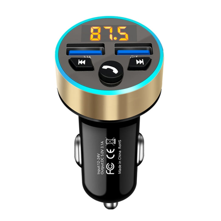 Halo Car MP3 Bluetooth Player Car Charger Car FM Transmitter 3.1A Car Charger(Tyrant Gold) - Car Charger by PMC TechLife | Online Shopping South Africa | PMC TechLife