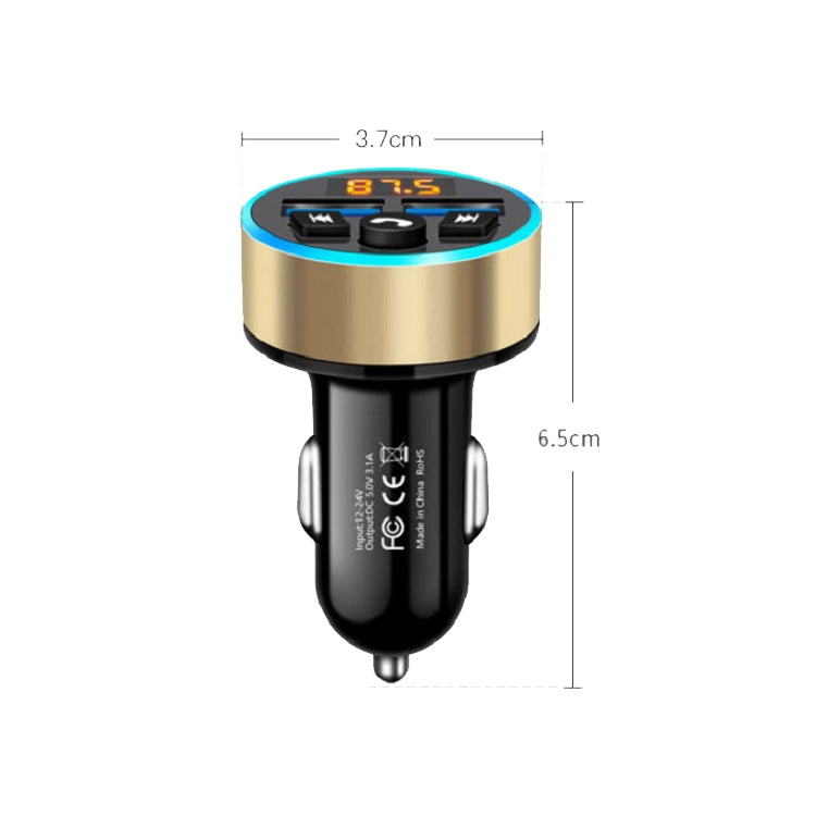Halo Car MP3 Bluetooth Player Car Charger Car FM Transmitter 3.1A Car Charger(Tyrant Gold) - Car Charger by PMC TechLife | Online Shopping South Africa | PMC TechLife