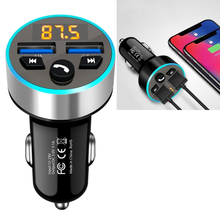 Halo Car MP3 Bluetooth Player Car Charger Car FM Transmitter 3.1A Car Charger(Snow Silver) - Car Charger by PMC TechLife | Online Shopping South Africa | PMC TechLife
