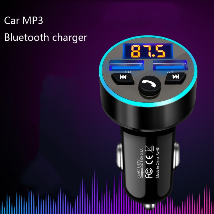 Halo Car MP3 Bluetooth Player Car Charger Car FM Transmitter 3.1A Car Charger(Snow Silver) - Car Charger by PMC TechLife | Online Shopping South Africa | PMC TechLife