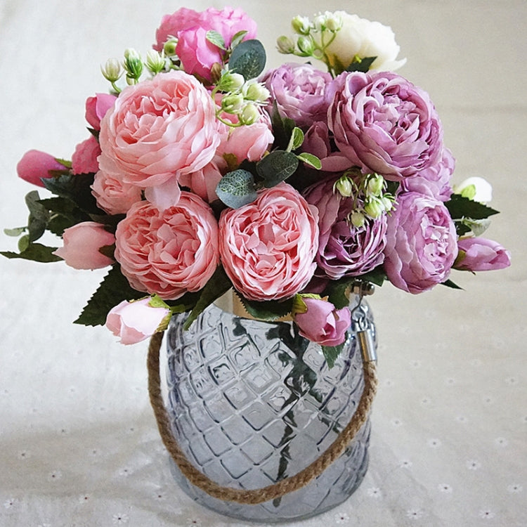 5 PCS Artificial Rose Flowers Small Bouquet Flores Home Party Wedding Fake Flower Decoration(Pink and Magenta) - free shipping - PMC TechLife - Order now!