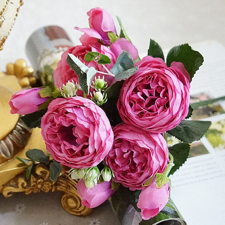 5 PCS Artificial Rose Flowers Small Bouquet Flores Home Party Wedding Fake Flower Decoration(Pink and Magenta) - free shipping - PMC TechLife - Order now!