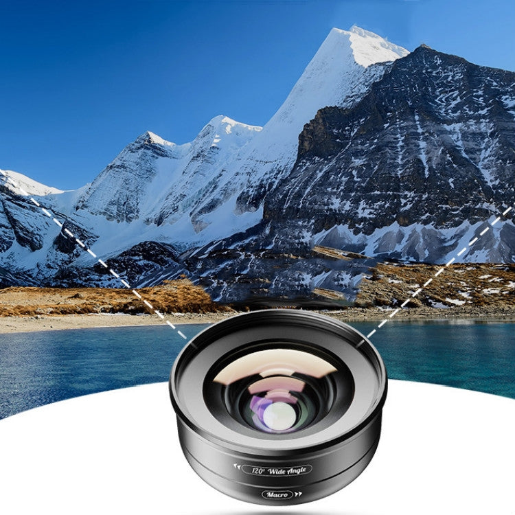 APEXEL APL-HD52IN1WM 2 in 1 Distortion-free HD 120-degree Wide-angle + 10X Macro Universal SLR External Mobile Phone Lens Set(Telephoto Clip) - free shipping - PMC TechLife - Order now!
