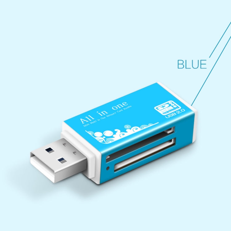 Multi in 1 Memory SD Card Reader for Memory Stick Pro Duo Micro SD,TF,M2,MMC,SDHC MS Card(Blue) -  by PMC TechLife | Online Shopping South Africa | PMC TechLife