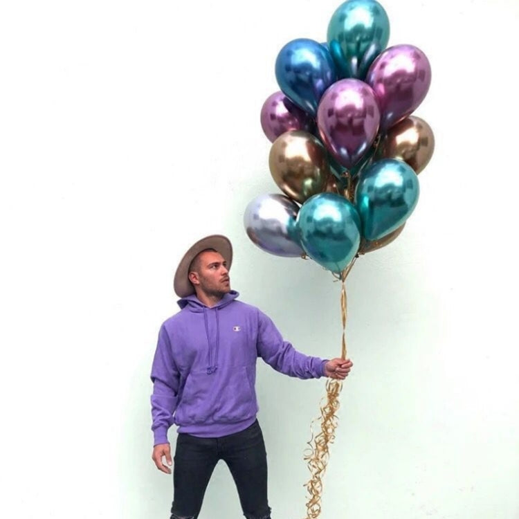50 PCS 12inch Glossy Metal Pearl Latex Balloons Metallic Color Inflatable Air Ball Birthday Party Decor(Silver) - Balloons by PMC TechLife | Online Shopping South Africa | PMC TechLife