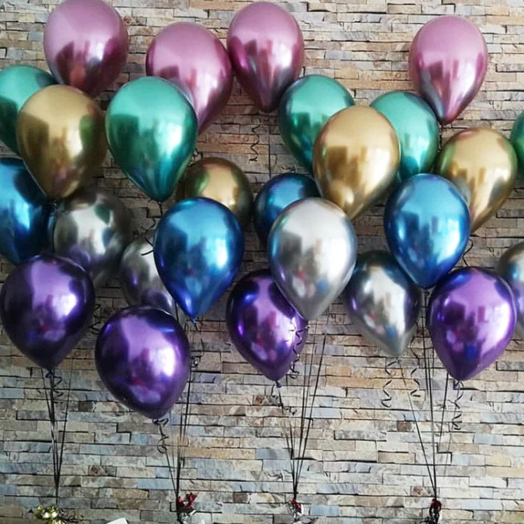 50 PCS 12inch Glossy Metal Pearl Latex Balloons Metallic Color Inflatable Air Ball Birthday Party Decor(Silver) - Balloons by PMC TechLife | Online Shopping South Africa | PMC TechLife