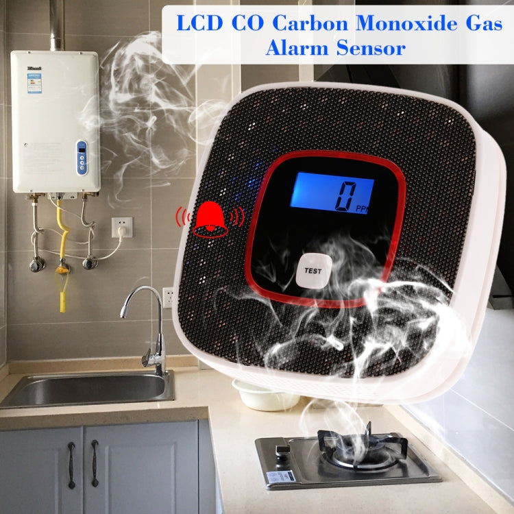 Carbon Monoxide Detector Gas Alarm Sensor Poisoning Gas Tester Human Voice Warning Detector with LCD Display(Black) - Smoke Gas Detector by PMC TechLife | Online Shopping South Africa | PMC TechLife