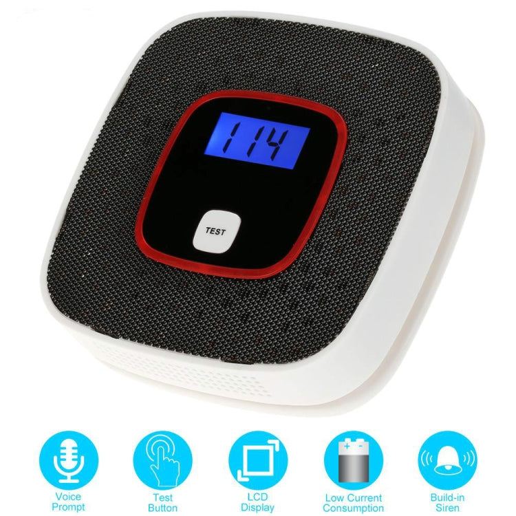 Carbon Monoxide Detector Gas Alarm Sensor Poisoning Gas Tester Human Voice Warning Detector with LCD Display(White) - Smoke Gas Detector by PMC TechLife | Online Shopping South Africa | PMC TechLife