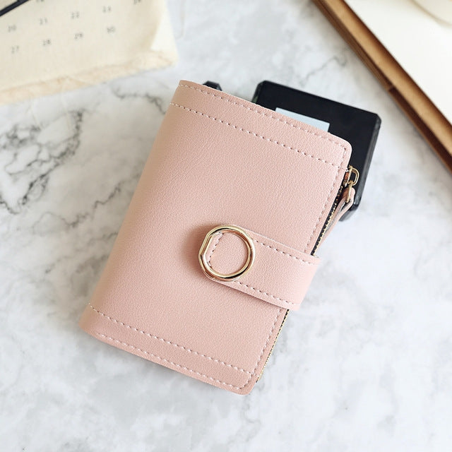 Women Wallets Small Fashion Leather Purse Ladies Card Bag For Female Purse Money Clip Wallet(Light Pink) - Wallets by PMC TechLife | Online Shopping South Africa | PMC TechLife