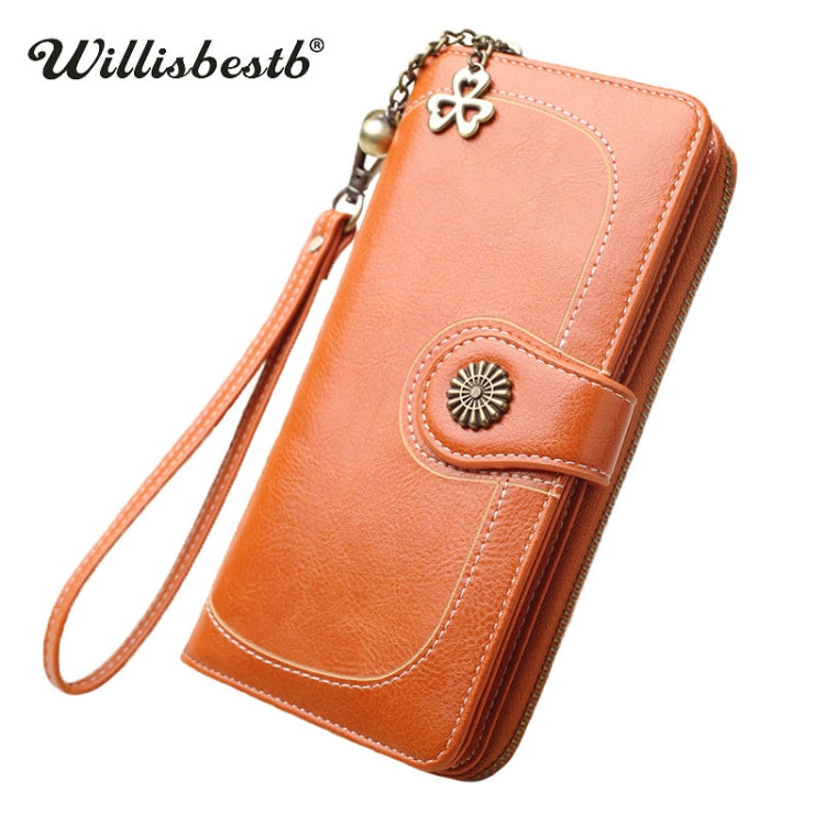 Vintage Button Phone Purses Women Wallets Female Purse Leather Brand Retro Ladies Long Zipper Woman Wallet Card Clutch(Long yellow) - Wallets by PMC TechLife | Online Shopping South Africa | PMC TechLife