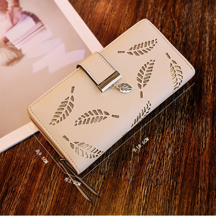 Long Gold Hollow Leaves Coin Purse Card Holders Wallet for Women(Brown) - Wallets by PMC TechLife | Online Shopping South Africa | PMC TechLife