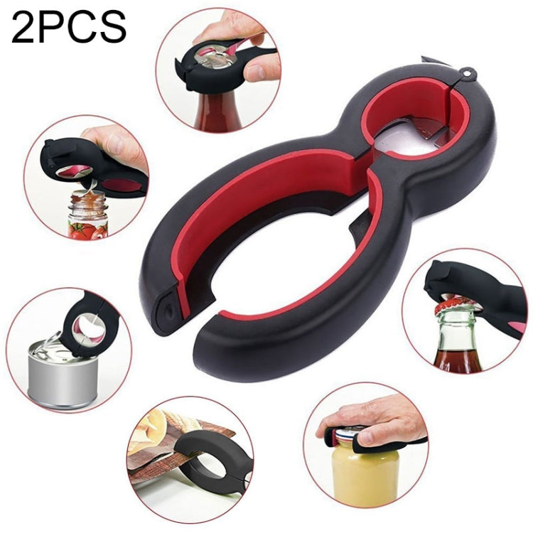 2 PCS 6 in 1 Multi-Function Twist Bottle Opener All in One Jar Gripper Wine Beer Lid Twist Off Jar Opener Claw(Red) - free shipping - PMC TechLife - Order now!