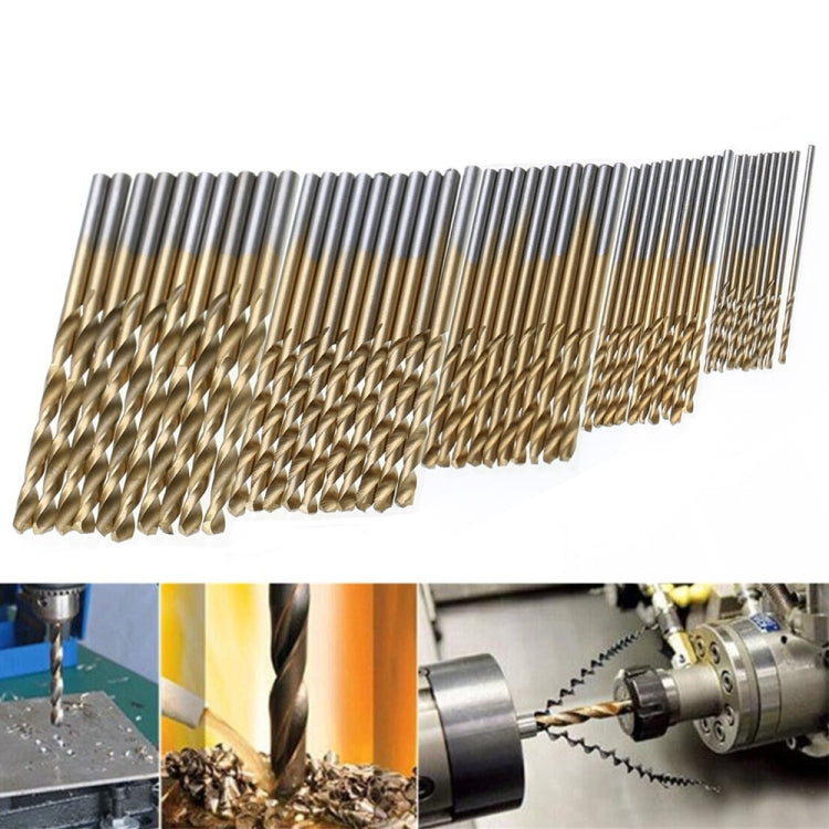 50 PCS/Set Titanium Coated Drill Bits High Speed Steel Drill Bit Set Power Drilling Tools - Drill & Drill Bits by PMC TechLife | Online Shopping South Africa | PMC TechLife