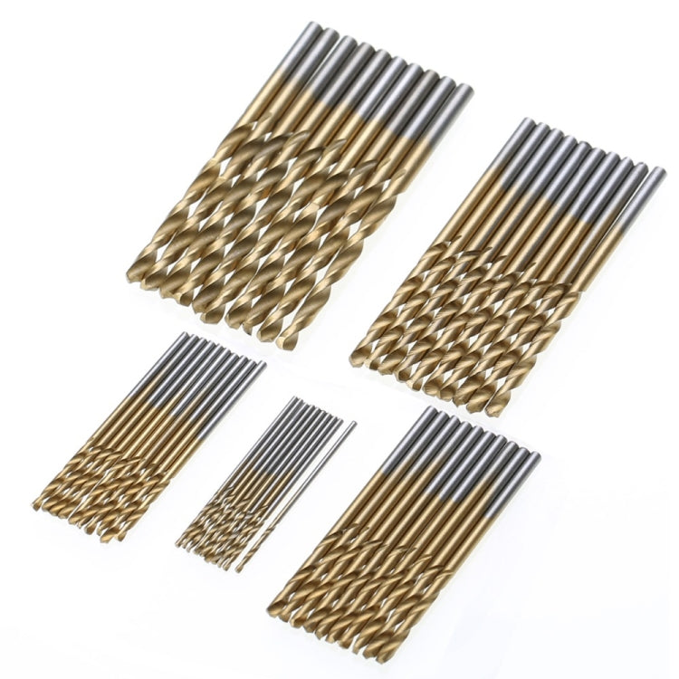 50 PCS/Set Titanium Coated Drill Bits High Speed Steel Drill Bit Set Power Drilling Tools - Drill & Drill Bits by PMC TechLife | Online Shopping South Africa | PMC TechLife