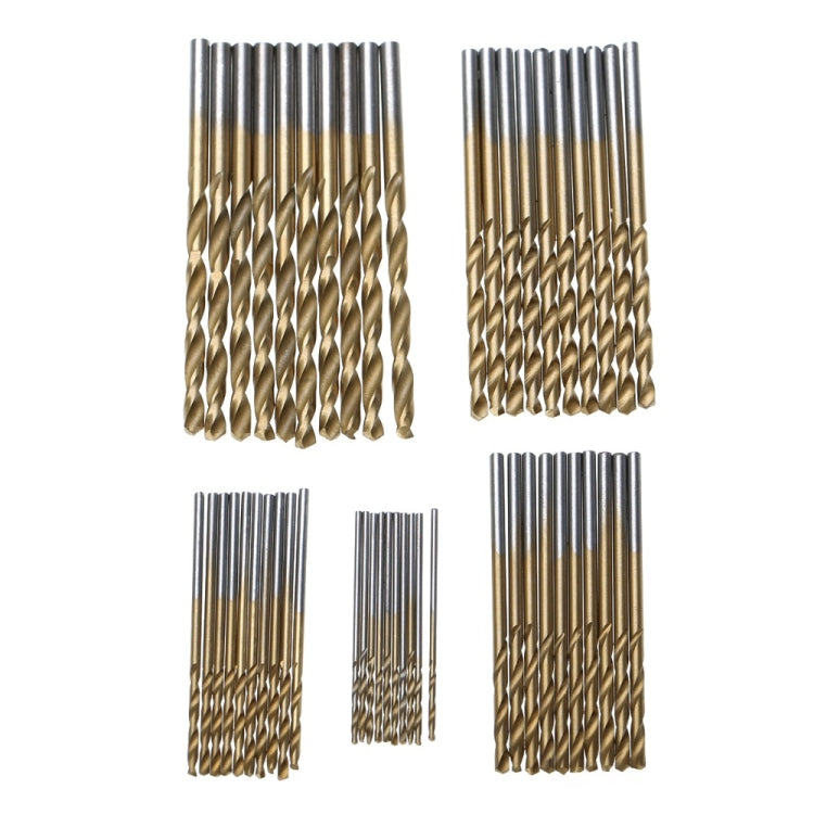 50 PCS/Set Titanium Coated Drill Bits High Speed Steel Drill Bit Set Power Drilling Tools - Drill & Drill Bits by PMC TechLife | Online Shopping South Africa | PMC TechLife