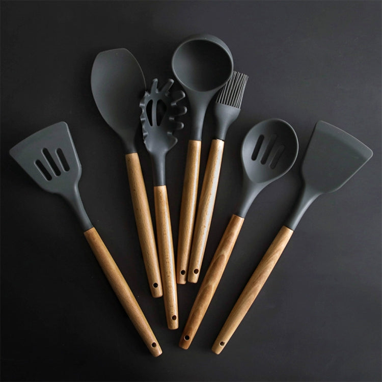 Silicone Wood Handle Spatula Heat-resistant Soup Spoon Non-stick Special Cooking Shovel Kitchen Tools Draging Spoon - Cutlery Sets by PMC TechLife | Online Shopping South Africa | PMC TechLife