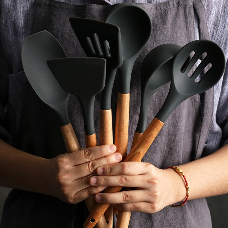Silicone Wood Handle Spatula Heat-resistant Soup Spoon Non-stick Special Cooking Shovel Kitchen Tools Draging Spoon - Cutlery Sets by PMC TechLife | Online Shopping South Africa | PMC TechLife