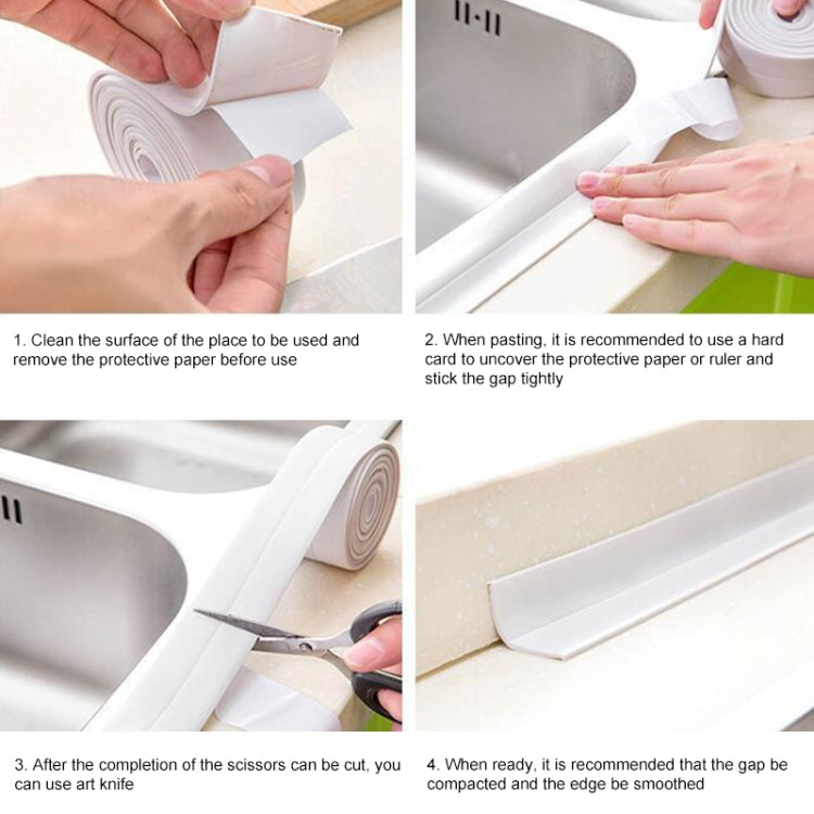 Durable PVC Material Waterproof Mold Proof Adhesive Tape  Kitchen Bathroom Wall Sealing Tape, Width:2.2cm x 3.2m(White) - free shipping - PMC TechLife - Order now!