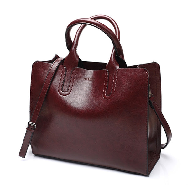 Leather Handbags Big Women Bag Casual Female Bags Trunk Tote Shoulder Bag Ladies Large Bolsos, Color:Coffee - Handbags by PMC TechLife | Online Shopping South Africa | PMC TechLife
