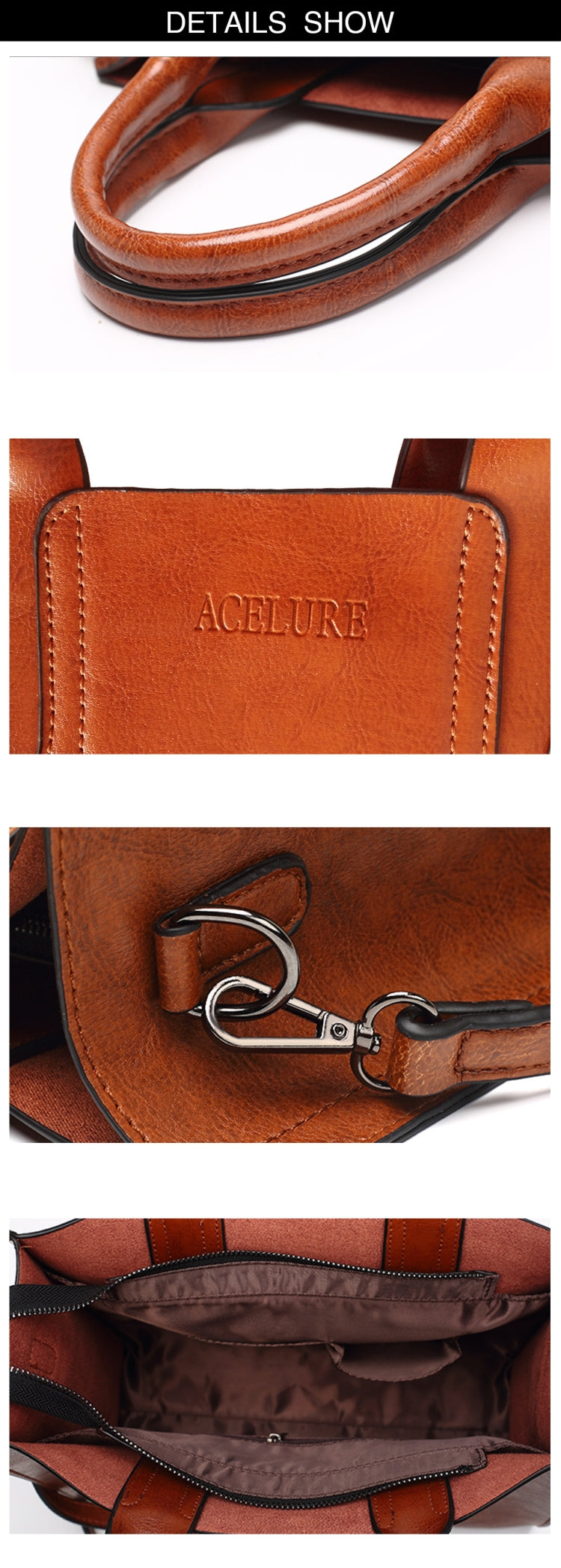 Leather Handbags Big Women Bag Casual Female Bags Trunk Tote Shoulder Bag Ladies Large Bolsos, Color:Brown - free shipping - PMC TechLife - Order now!