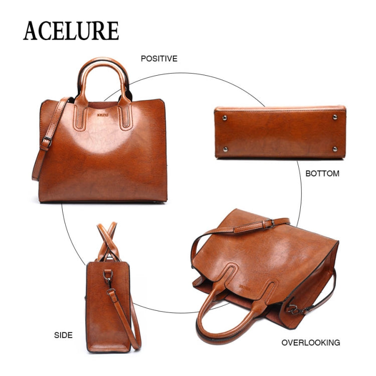 Leather Handbags Big Women Bag Casual Female Bags Trunk Tote Shoulder Bag Ladies Large Bolsos, Color:Brown - free shipping - PMC TechLife - Order now!