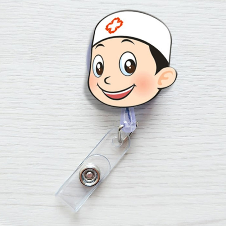 Doctor Head Pattern Cute Retractable Badge Reel Student Nurse ID Name Card Badge - Name Card Holder by PMC TechLife | Online Shopping South Africa | PMC TechLife